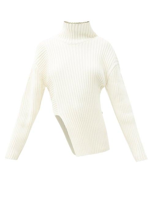 Matchesfashion.com Proenza Schouler - Roll-neck Asymmetric Cotton-blend Sweater - Womens - White