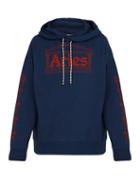 Matchesfashion.com Aries - Logo Print Hooded Cotton Sweatshirt - Mens - Navy