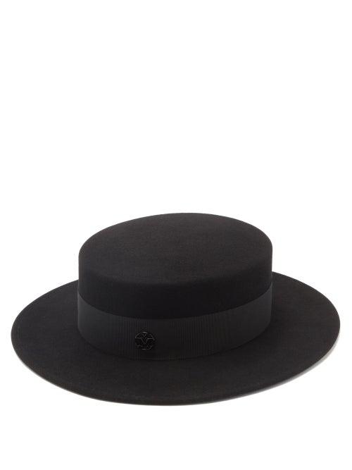 Matchesfashion.com Maison Michel - Kiki Wool-felt Boater Hat - Womens - Black