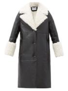 Matchesfashion.com Stand Studio - Linda Faux Shearling-trimmed Faux Leather Coat - Womens - Black White