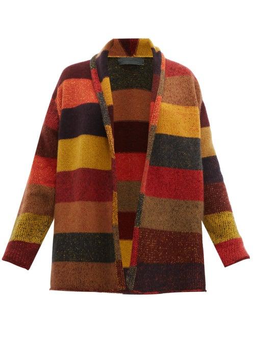 Matchesfashion.com The Elder Statesman - Striped Open Front Cashmere Cardigan - Womens - Multi