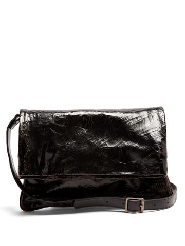 Marc Marmel North South Cracked-leather Messenger Bag