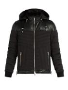 Matchesfashion.com Balmain - Padded Perforated Leather And Nylon Jacket - Mens - Black