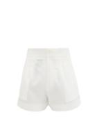 Matchesfashion.com Themis Z - Brigitte Pleated High-rise Twill Shorts - Womens - White
