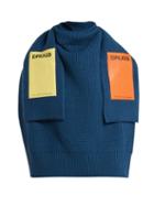 Matchesfashion.com Raf Simons - Sweater Inspired Appliqu Patch Wool Scarf - Womens - Blue