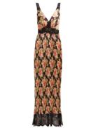 Matchesfashion.com Paco Rabanne - Lace Trimmed Rose Print Pliss Dress - Womens - Multi
