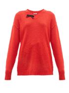 Matchesfashion.com Miu Miu - Bow Front Wool Blend Sweater - Womens - Red