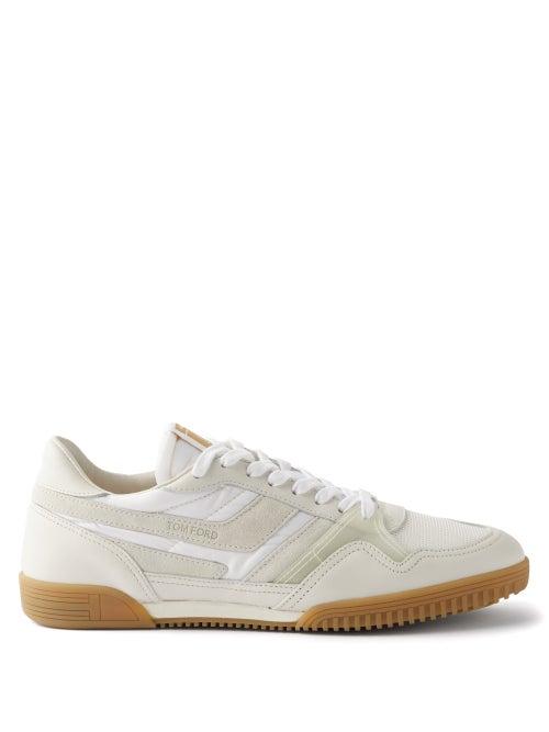 Tom Ford - Jackson Leather And Canvas Trainers - Mens - Red White