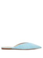 Matchesfashion.com Midnight 00 - Midnight Backless Tulle & Leather Loafers - Womens - Light Blue