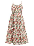 Matchesfashion.com Rhode - Lea Floral Print Cotton Voile Midi Dress - Womens - White Print