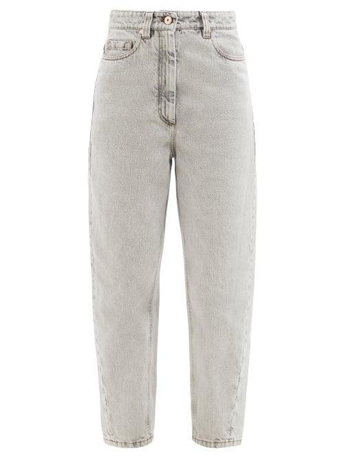 Brunello Cucinelli - High-rise Cropped Tapered-leg Jeans - Womens - Grey