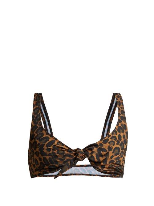 Matchesfashion.com Fisch - Lurin Tie Front Bikini Top - Womens - Leopard