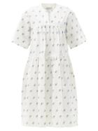 Matchesfashion.com Lee Mathews - Vermeer Floral-print Cotton-cloqu Dress - Womens - White Print