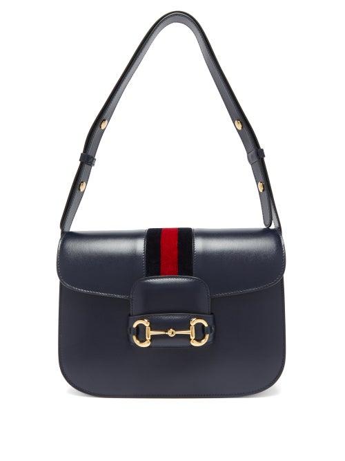 Matchesfashion.com Gucci - 1955 Horsebit Saddle Leather Shoulder Bag - Womens - Blue Multi