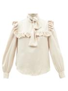 See By Chlo - Ruffled-yoke Crepe Pussybow Blouse - Womens - Cream