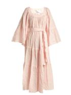 Matchesfashion.com Lisa Marie Fernandez - Striped Cotton Peasant Dress - Womens - Pink Multi