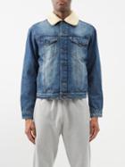 Icecream - Shearling-collar Denim Jacket - Mens - Indigo