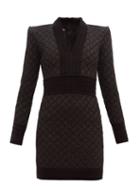 Matchesfashion.com Balmain - Metallic Jacquard Knit Mini Dress - Womens - Black Silver