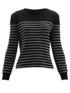 Matchesfashion.com Saint Laurent - Metallic Stripe Cotton Blend Sweater - Womens - Black Silver