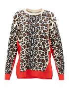 Matchesfashion.com Stella Mccartney - Contrast-trim Leopard-jacquard Sweater - Womens - Red Multi