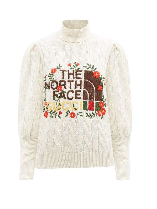 Gucci - X The North Face Logo-embroidered Wool Sweater - Womens - Ivory