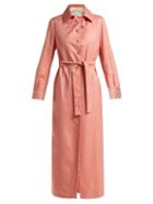 Matchesfashion.com Giuliva Heritage Collection - Aida Wool And Silk Blend Midi Dress - Womens - Pink