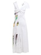 Matchesfashion.com Marine Serre - Floral Lace Panel Cotton Jersey T Shirt Midi Dress - Womens - White Multi