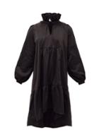 Matchesfashion.com Cheval Pampa - Campo Ruffled Satin Dress - Womens - Black
