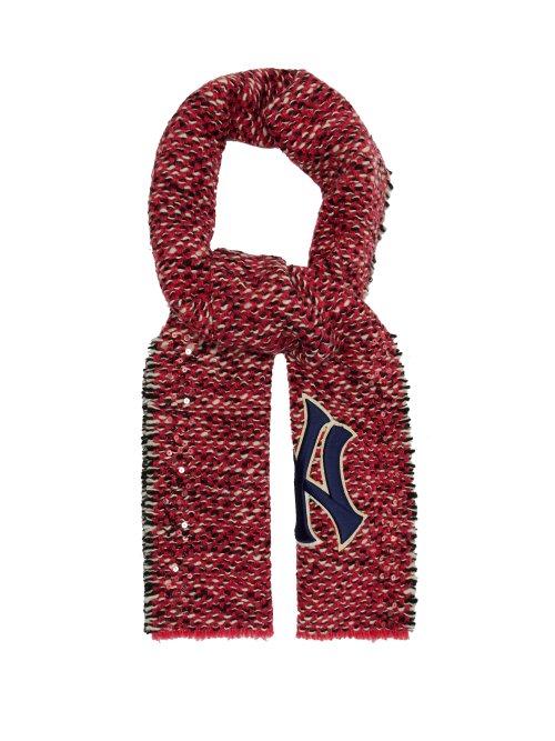 Matchesfashion.com Gucci - Ny Yankees Patch Tweed Scarf - Womens - Pink