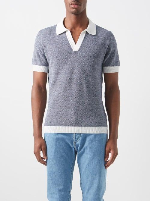 Thom Sweeney - Cotton-blend Piqu Polo Shirt - Mens - Navy
