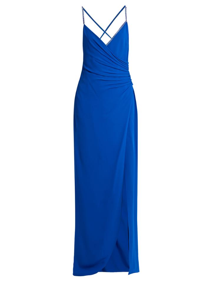 Versace Crystal-embellished Ruched Silk Gown