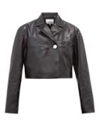 Matchesfashion.com Ganni - Cropped Double-breasted Leather Jacket - Womens - Black