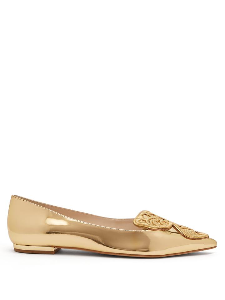 Sophia Webster Bibi Butterfly Metallic Patent-leather Flats