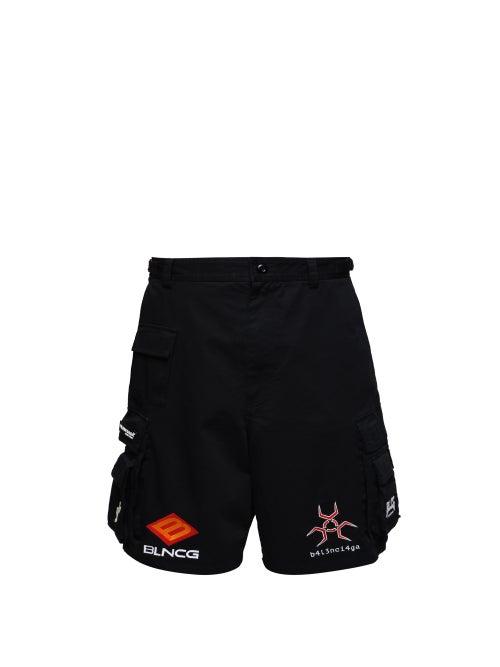 Balenciaga - Logo-embroidered Twill Shorts - Mens - Black