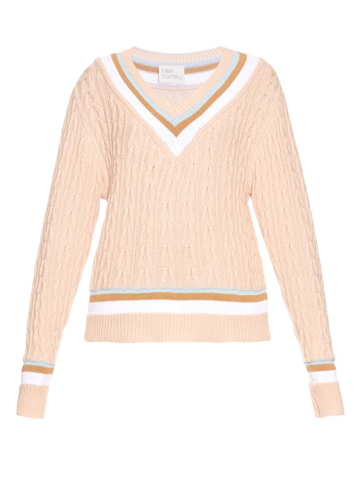 Hillier Bartley Cricket-stripe Cashmere And Cotton-blend Sweater