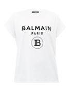 Matchesfashion.com Balmain - Logo Print Cotton T Shirt - Womens - White Black