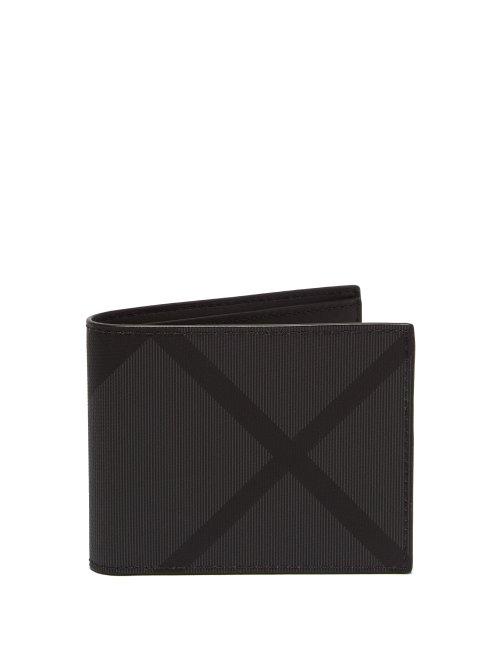 Matchesfashion.com Burberry - London Check Canvas Bi Fold Wallet - Mens - Grey
