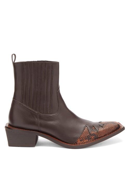 Matchesfashion.com Martine Rose - Que Angular-sole Leather Boots - Mens - Brown