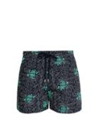 Matchesfashion.com Vilebrequin - Mistral Turtle Embroidered Swim Shorts - Mens - Black Multi