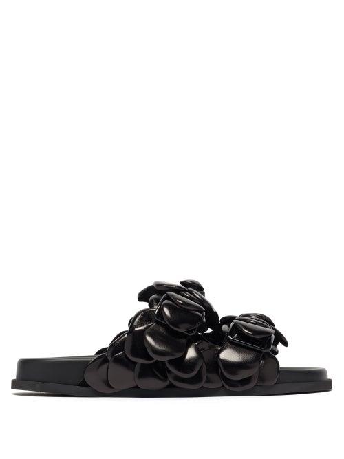 Matchesfashion.com Valentino Garavani - Atelier Petal-effect Leather Sandals - Womens - Black