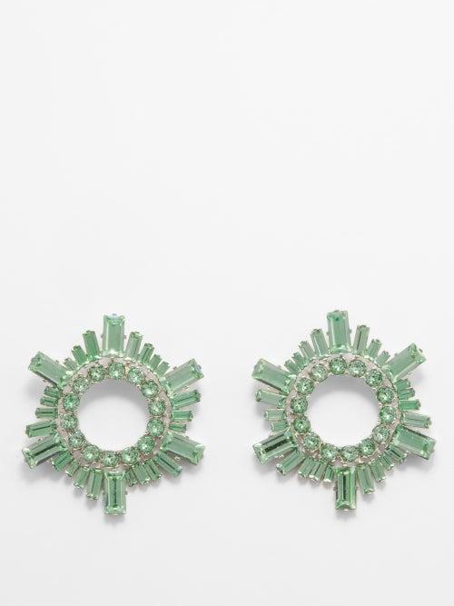 Amina Muaddi - Begum Mini Crystal-embellished Earrings - Womens - Green