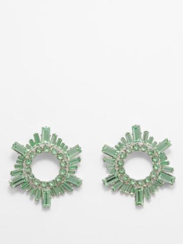 Amina Muaddi - Begum Mini Crystal-embellished Earrings - Womens - Green