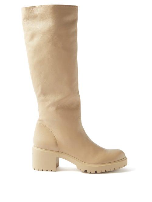 Aquazzura - August Leather Knee-high Boots - Womens - Beige