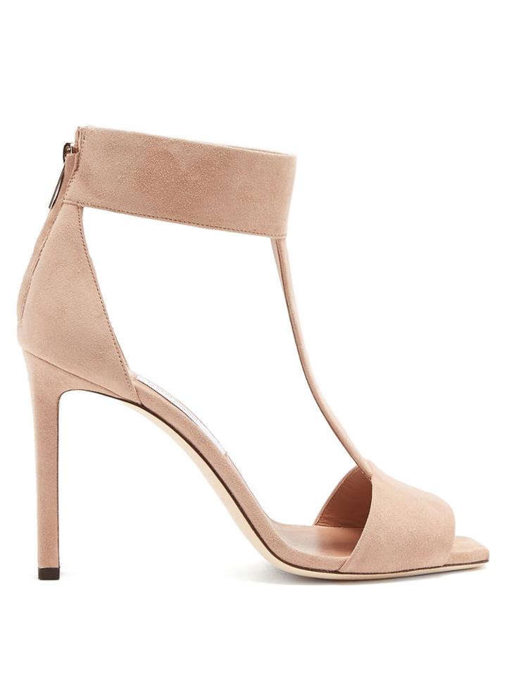 Jimmy Choo Bethel 100 T-bar Zip-back Suede Sandals