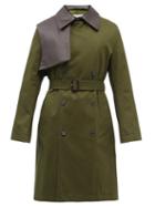 Mens Rtw Loewe - Leather-panel Cotton-twill Trench Coat - Mens - Green