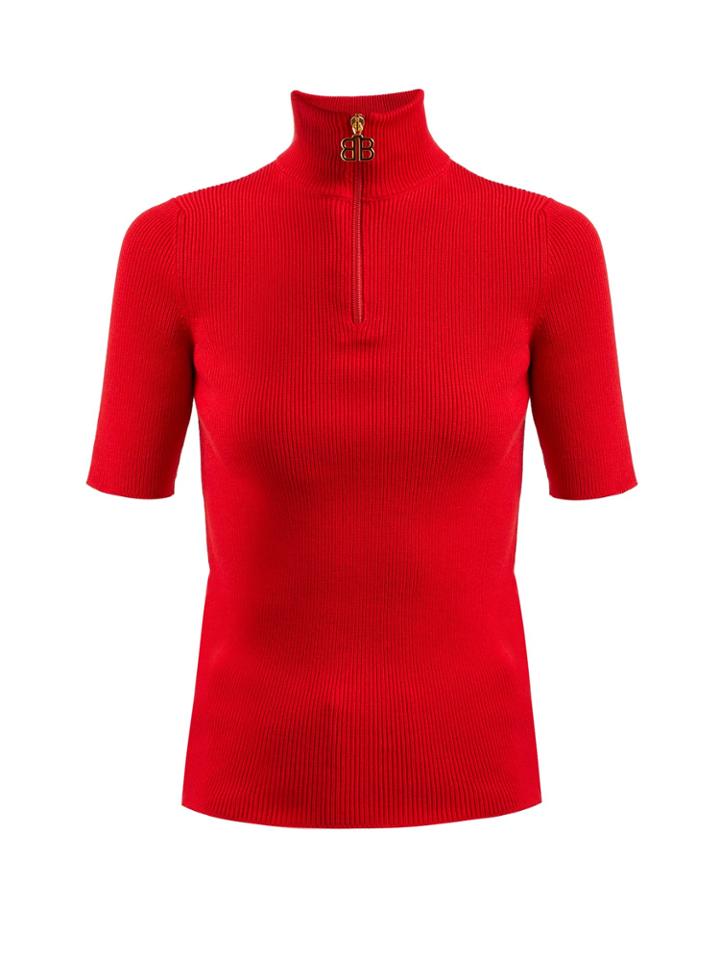 Balenciaga High-neck Ribbed-knit Cotton-blend Top