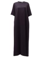 Matchesfashion.com Raey - Crew-neck Satin-back Crepe Maxi Dress - Womens - Navy