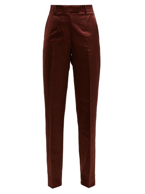 Matchesfashion.com Calvin Klein 205w39nyc - Side Stripe Straight Leg Satin Trousers - Womens - Brown Multi
