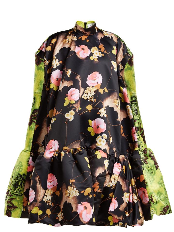 Richard Quinn Floral-print Satin Midi Dress