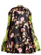 Richard Quinn Floral-print Satin Midi Dress